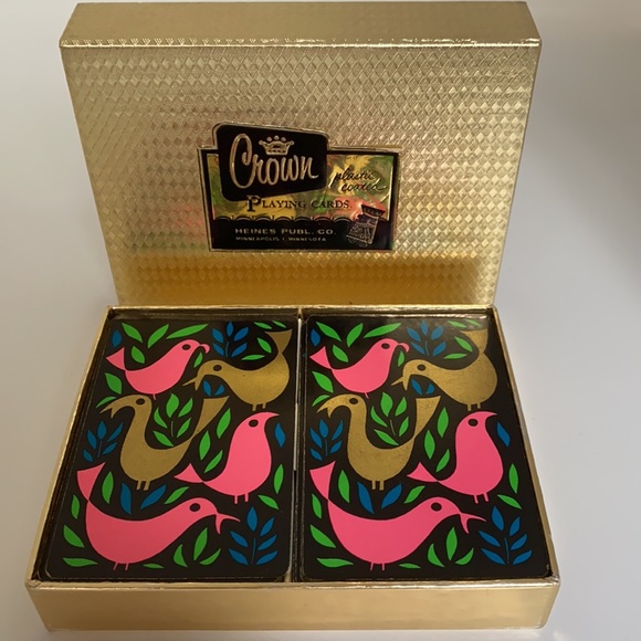 Vintage Crown Retro Playing Cards 2 Sets Birds - Picture 5 of 6